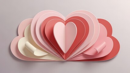 Beautiful heart shaped paper cutout with multiple layers