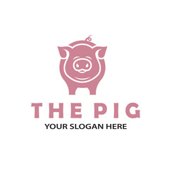 illustration of pink pig isolated on white background