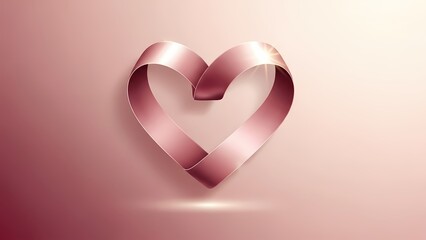 Beautiful pink ribbon heart shape on gradient background