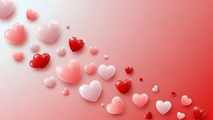 Beautiful red and pink hearts on gradient background