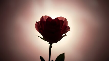 Beautiful red rose silhouette against soft gradient background