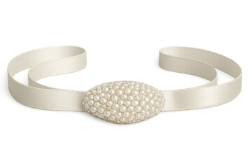 Bridal pearl and satin ribbon belt wedding accessory