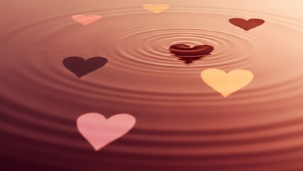 Heart ripples in the calm water surface creating a peaceful scene