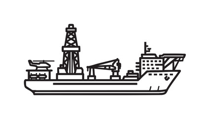 Fototapeta premium An industrial offshore oil rig supply ship sailing on the ocean viewed from the side