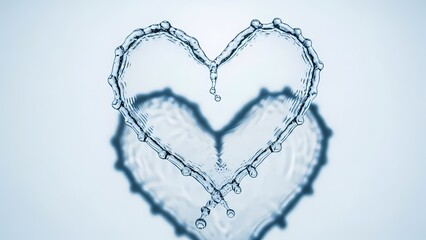 Water splashing in heart shape on white background