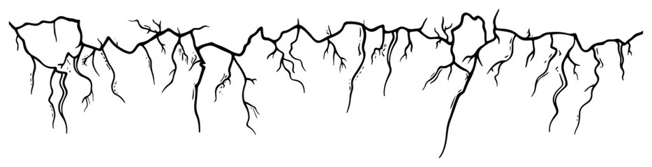 Obraz premium Hand drawn sketch of horizontal ground cracks or wall fissures