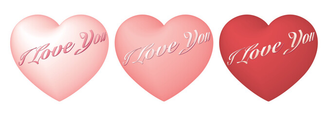 I Love You calligraphy on 3d heart balloons various colors isolated