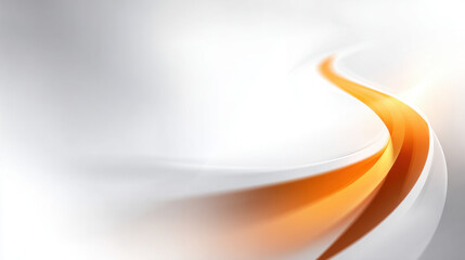 Orange ribbon curve on white background with soft light and motion flow