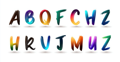 Colorful brushstroke alphabet letters in vibrant gradient paint style conveying playful artistic energy