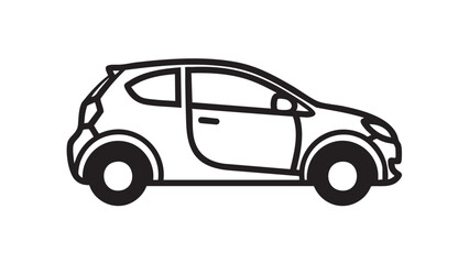 Fototapeta premium Simple black and white illustration of a car with an open door viewed from the side