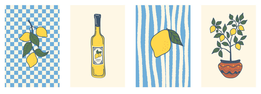 Amalfi Seafood Illustration Posters
