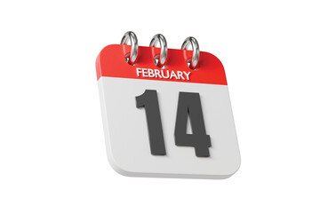 3d valentine calendar icon. valentine day concept. minimal cartoon date reminder schedule icon for february marketing. isolated on white transparent background. 3d render.
