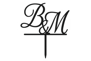 Wedding cake topper with b and m monogram initials