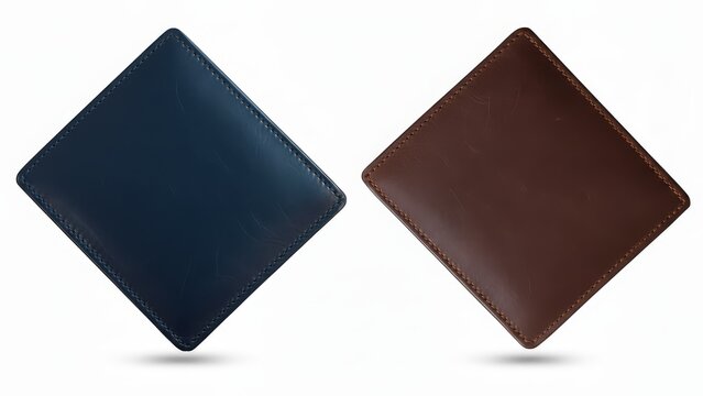 Elegant display of brown and navy leather wallets showcasing craftsmanship style