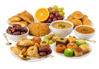 ramadan feast platter with dates, pastries, and fruits - eid mubarak