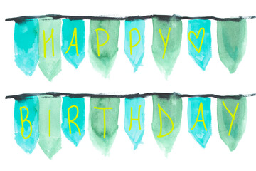 Cute hand painted happy birthday banner design