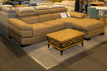 Living room interior with retro furniture decor inside