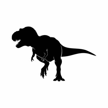 Silhouette of a rex dinosaur vector isolated on a white background