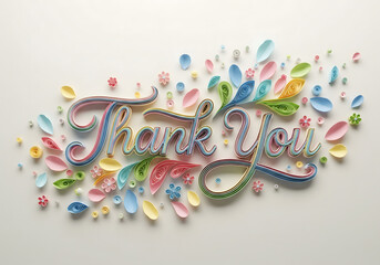 Paper Quilling Style of Floating Petal Typography Thanks