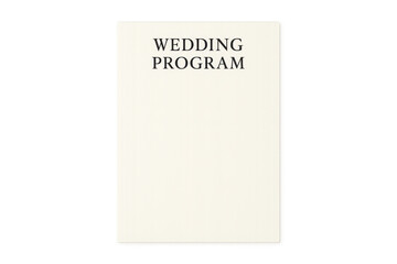 Wedding program paper with blank space showing transparent background