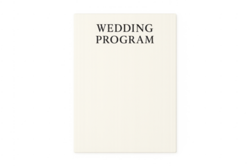 Wedding program paper with blank space showing transparent background