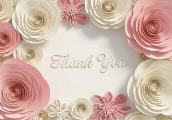 Paper Quilling Style of Soft Gradient Floral Thanks
