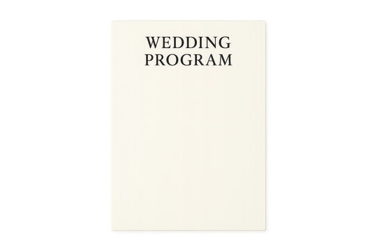 Wedding program paper with blank space showing transparent background