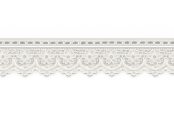 White floral lace border trim transparent background