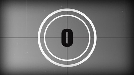 Old film countdown vintage projector 4K resolution. 5 second countdown animation with vintage style.
