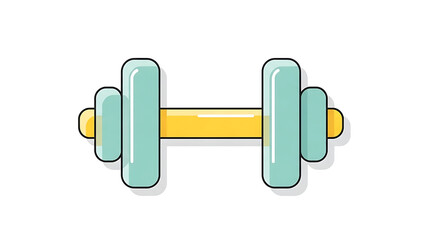 Colorful cartoon dumbbell in vibrant design on white background  