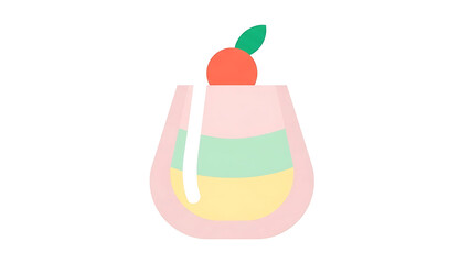 Fototapeta premium Layered dessert glass with fruit on top in pastel colors 