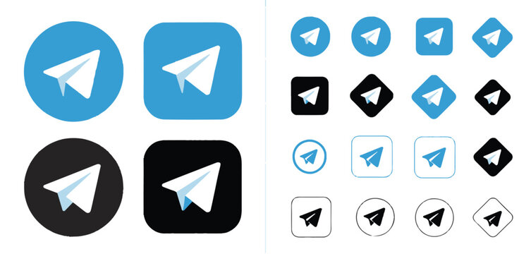 telegram logo badge and sticker vector set for web and mobile