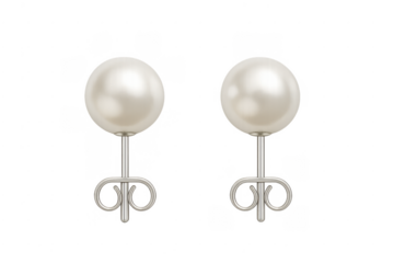 Pair of pearl stud earrings with silver details