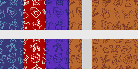 Seamless Pattern Christmas Icons Elements Collection. Vector Illustration