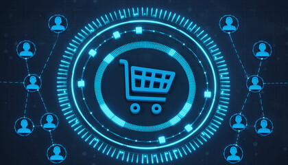 Online shopping network concept with cart symbol