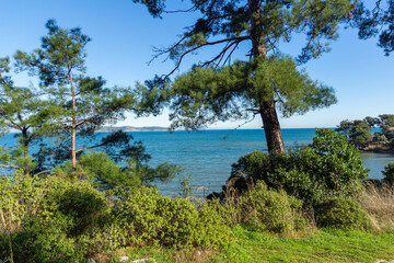Landscape of coastline of Thassos island, Greece