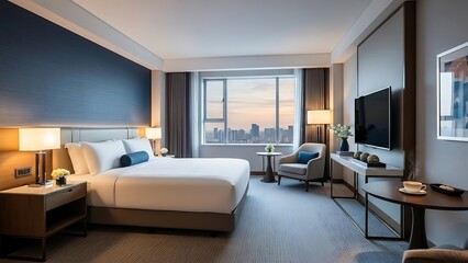 Comfortable budget-friendly interior of the room in the hotel