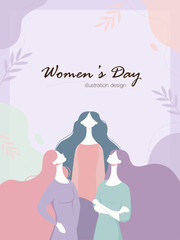 women 's day floral freedom flower soft color poster flat illustration