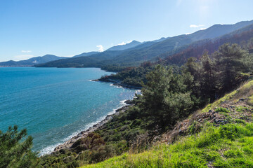 Fototapeta premium Landscape of coastline of Thassos island, Greece