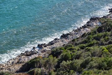 Landscape of coastline of Thassos island, Greece