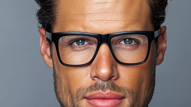 Sharp-eyed Impression: The man with framed glasses with a determined gaze, offering a glimpse into intellect and style.