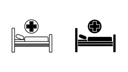 Vector illustration of hospital bed and medical cross icon, ideal for healthcare information, on transparent background