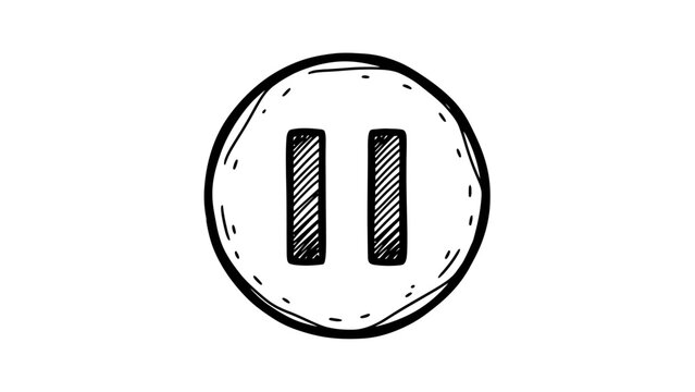 Hand Drawn Pause Button Icon Symbol.