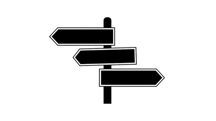 Vector illustration of a blank signpost with three directional arrows, showing choices on transparent background