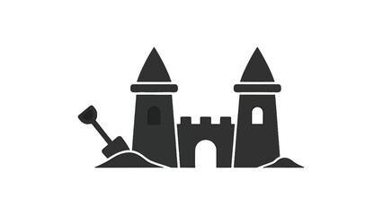 Vector illustration of a sandcastle with a shovel, classic symbol of summer fun, on transparent background