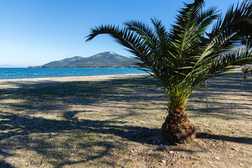 Landscape of coastline of Thassos island, Greece