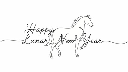 Celebration, Lunar New Year, Horse Illustration, Festive Design, Minimalist