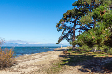 Landscape of coastline of Thassos island, Greece