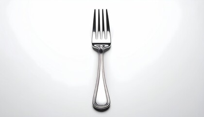 Elegant Silver Fork on White Background for Culinary Concepts.