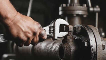 Tightening the Bolt - A Close-Up of Industrial Maintenance.